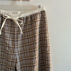 Brown Plaid wide leg pants